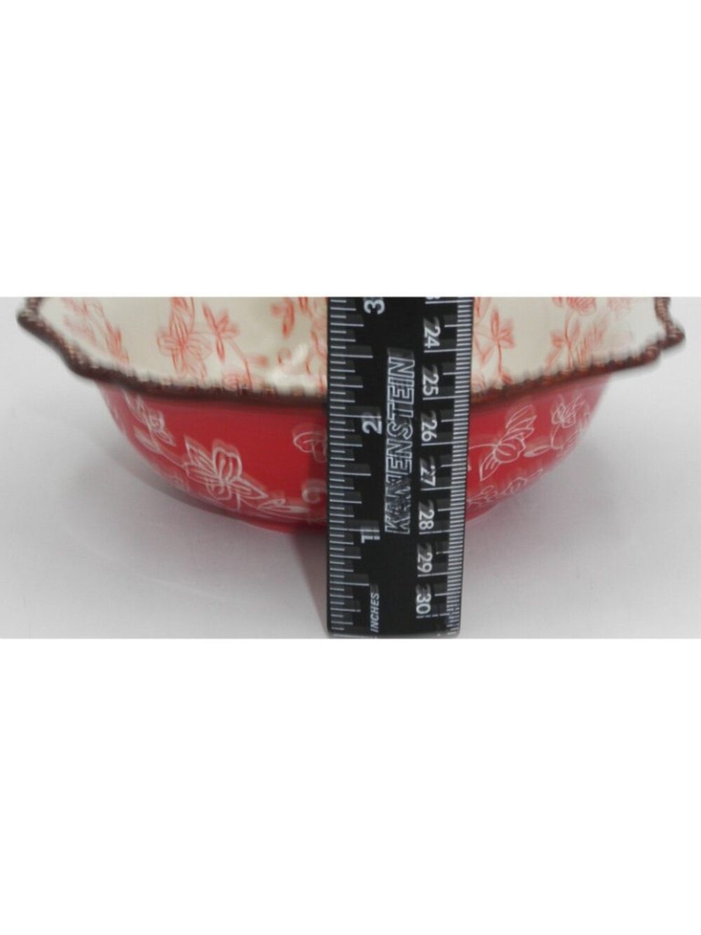 Temptations Cranberry Floral Lace Scalloped Edge 7.5 Inch Cereal Bowls Set of 4 - Picture 8 of 9